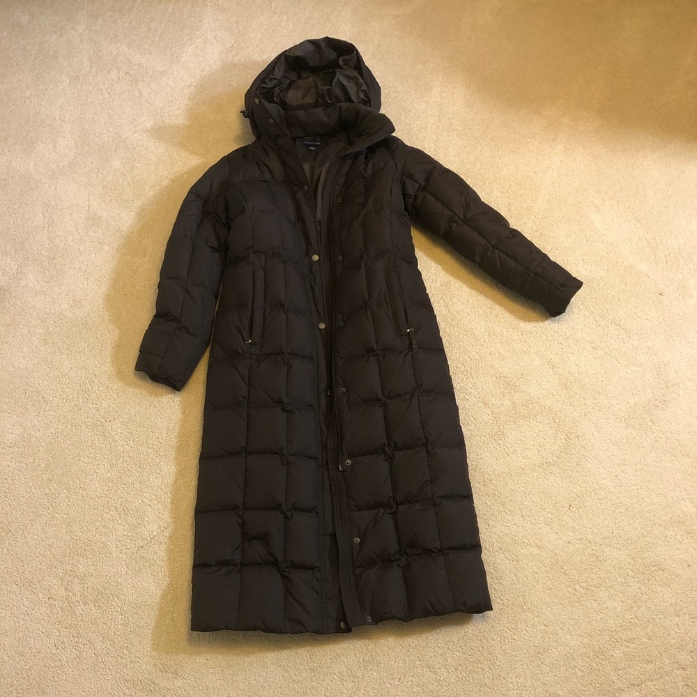 Lands end long down coat brown color